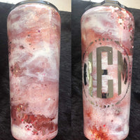 Rose Gold Marble with Monogram Tumbler